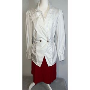 Women’s White Collared Smocked White Button Down 12